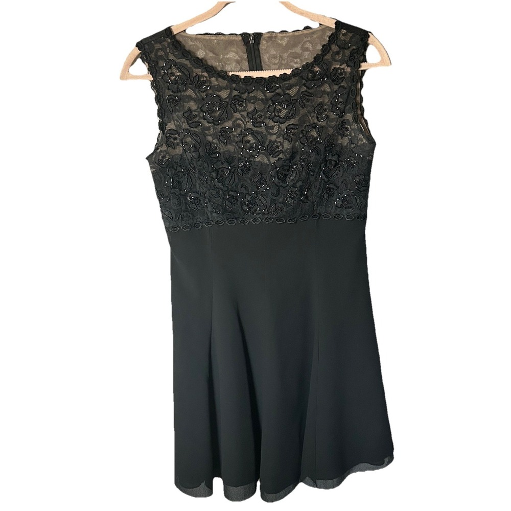 Vintage Ever Beauty Petite 8 black usa sequin flare dress holiday evening